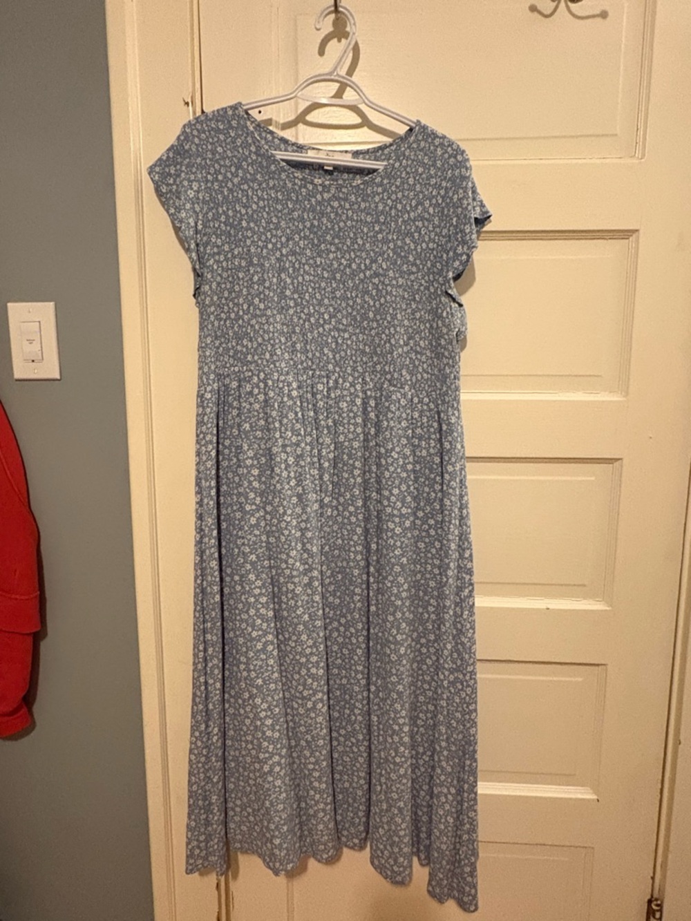 Ripe Maternity Light Blue Floral Cap-Sleeve Maternity Dress